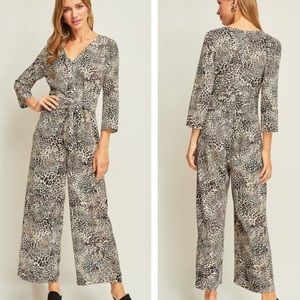 New! Clearance 🔥 Animal Print Jumpsuit with Tie Front Detail